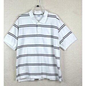 Men's Izod Golf Short Sleeve Polo Golf Shirt White Black Striped Size XXL